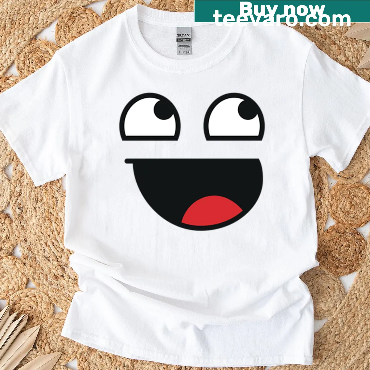 Fun smiley face graphic on T-shirt — on a men's t-shirt
