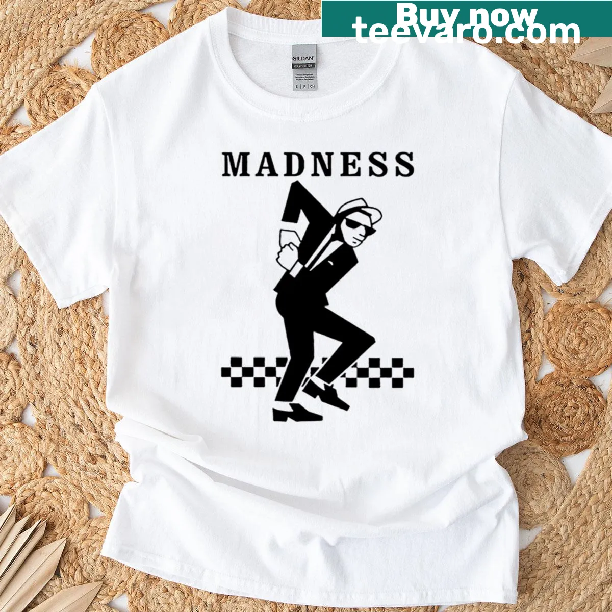 Stylish band logo featured prominently on a casual t-shirt — on a men's t-shirt