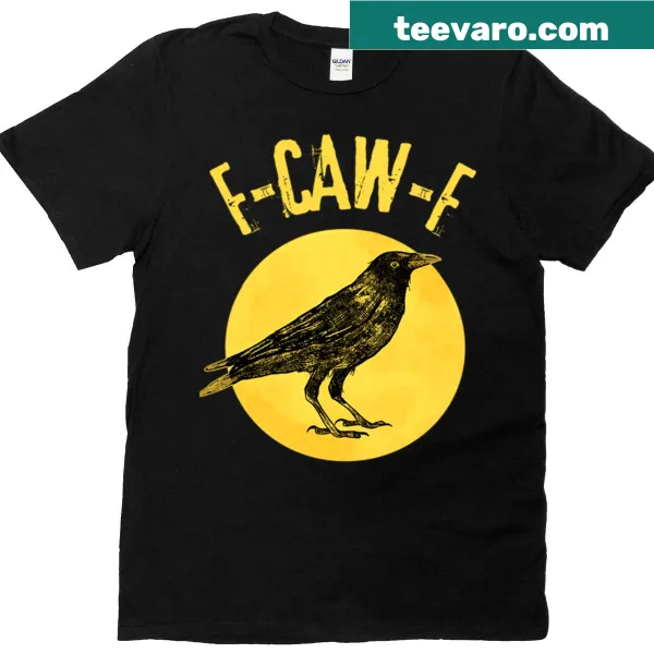 Edgy graphic t-shirt with 'Black Bird F Caw F' text.