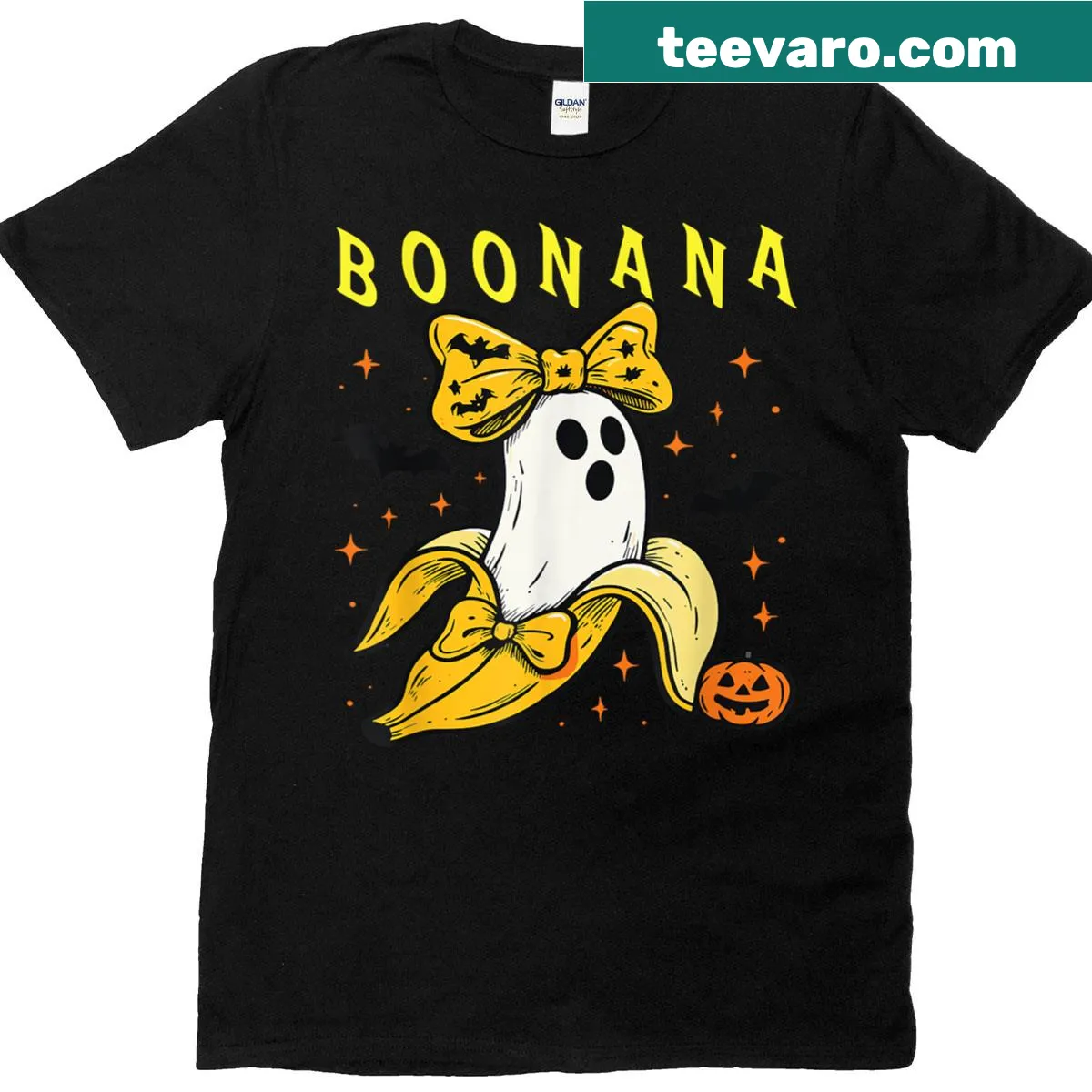 Funny Boonana Ghost illustration for family Halloween T-shirt — on a men's t-shirt