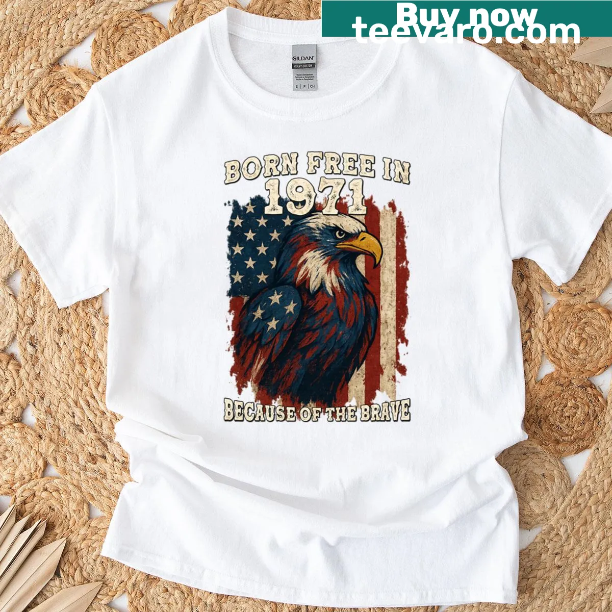 Vintage retro T-shirt celebrating 54 years of freedom since 1971 — on a men's t-shirt