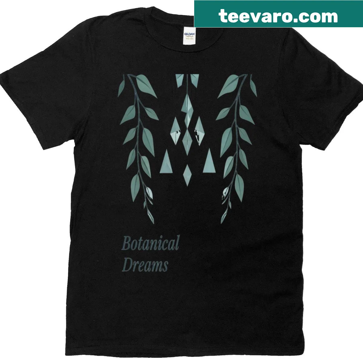 Illustrated T-shirt featuring intricate botanical designs — on a men's t-shirt