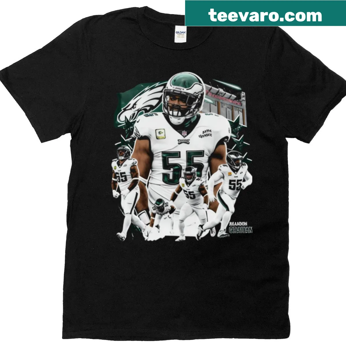 Illustration of Philadelphia flag and Brandon Graham's name on t-shirt — on a men's t-shirt