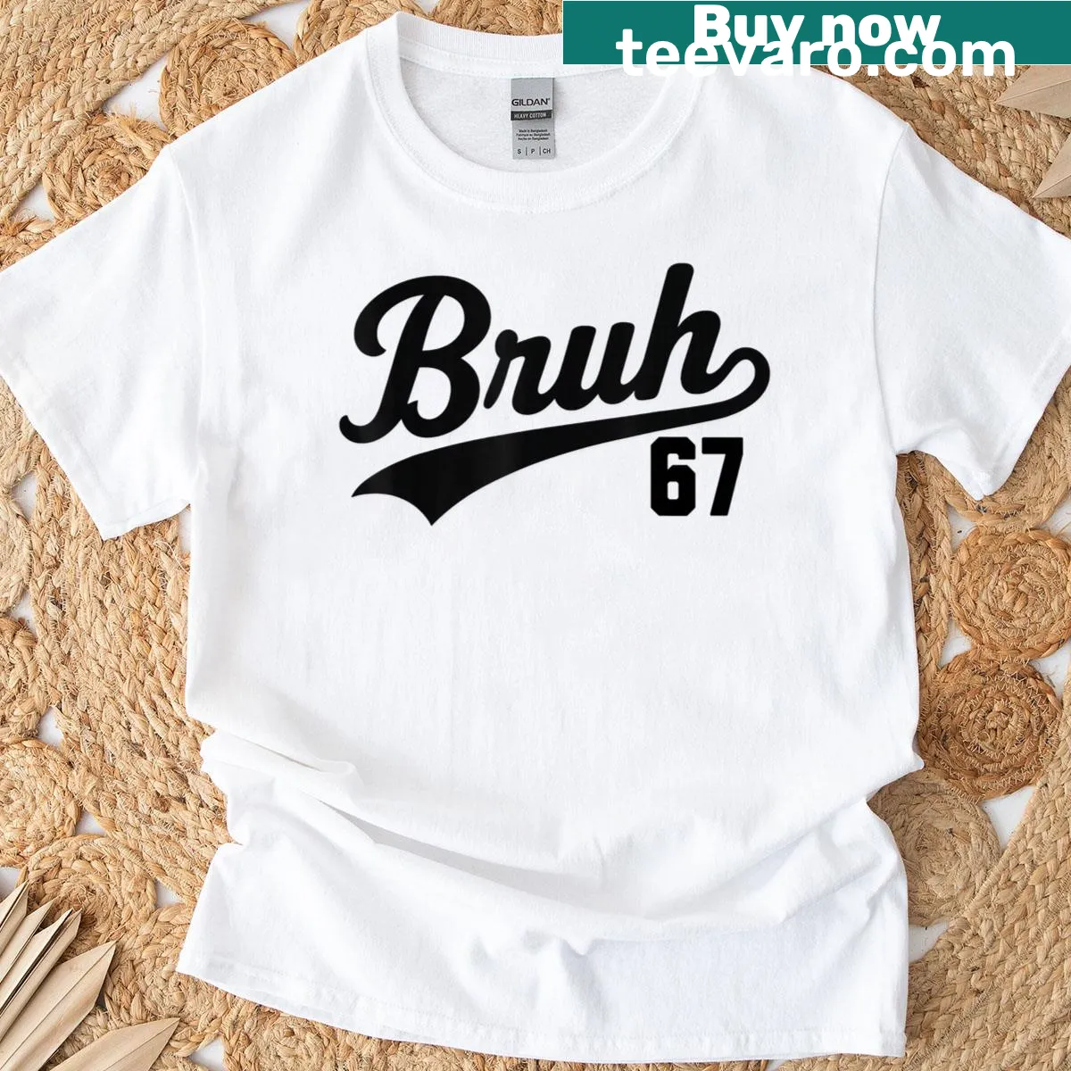 Casual t-shirt featuring 'Bruh' in a sporty style — on a men's t-shirt