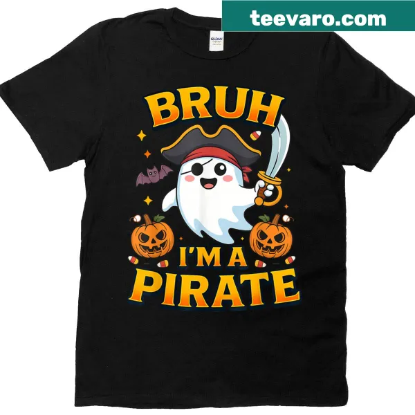 Cartoon pirate ghost graphic with text for kids Halloween shirt