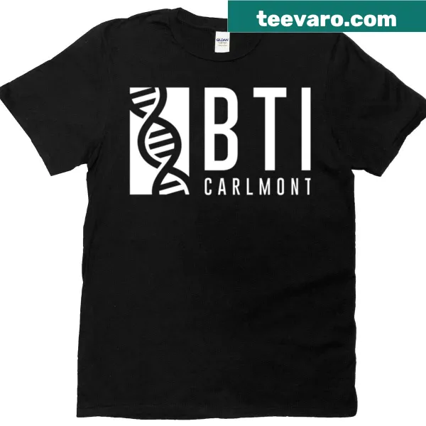 Simple BTI logo graphic on a white T-shirt