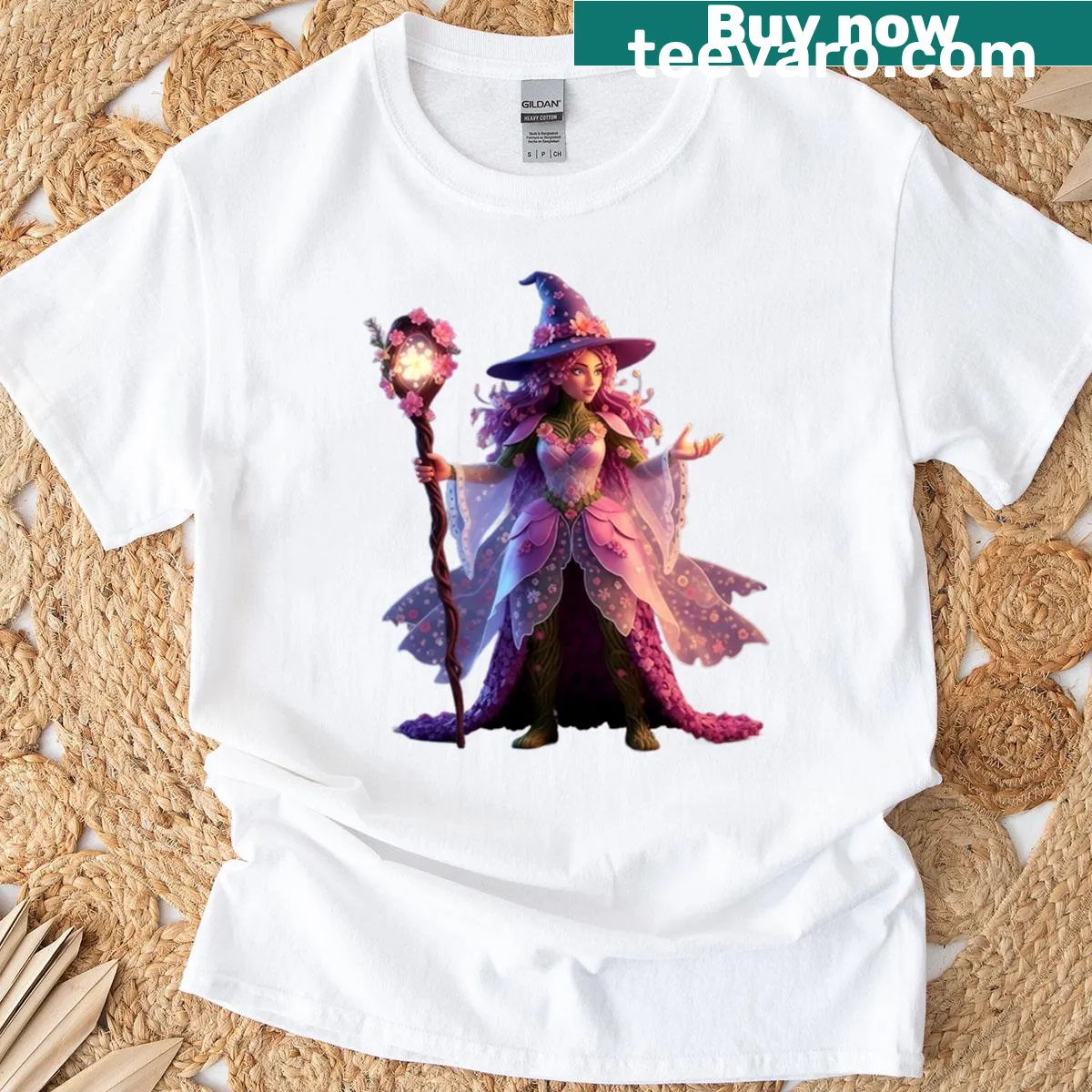 Illustrated flower graphic on a T-shirt — on a men's t-shirt