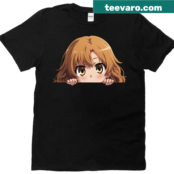 Chibi Shokuhou Misaki anime t-shirt with cute peeking graphic