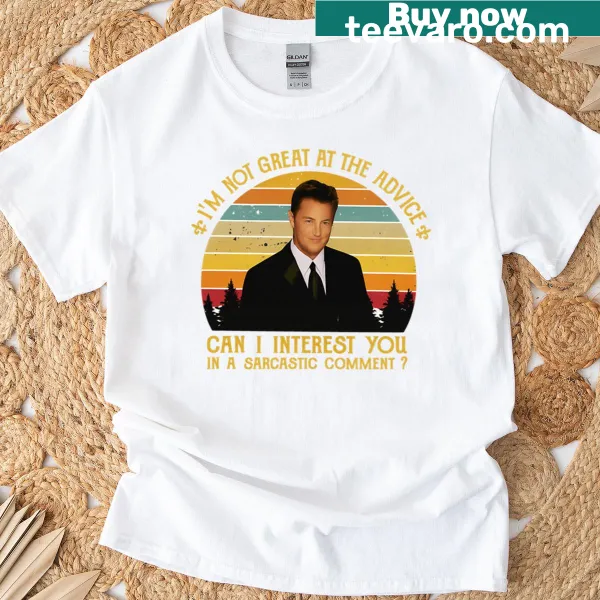Cartoon graphic T-shirt featuring Chandler Bing from a popular TV show.