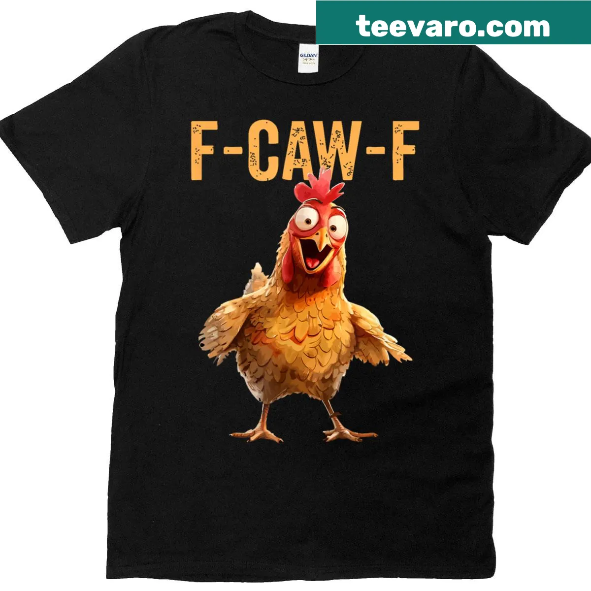 Funny chicken t-shirt with vintage-style inappropriate quote — on a men's t-shirt