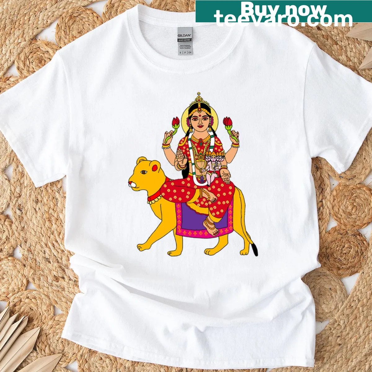 Illustration of Skandamata Devi for Navratri on a t-shirt — on a men's t-shirt