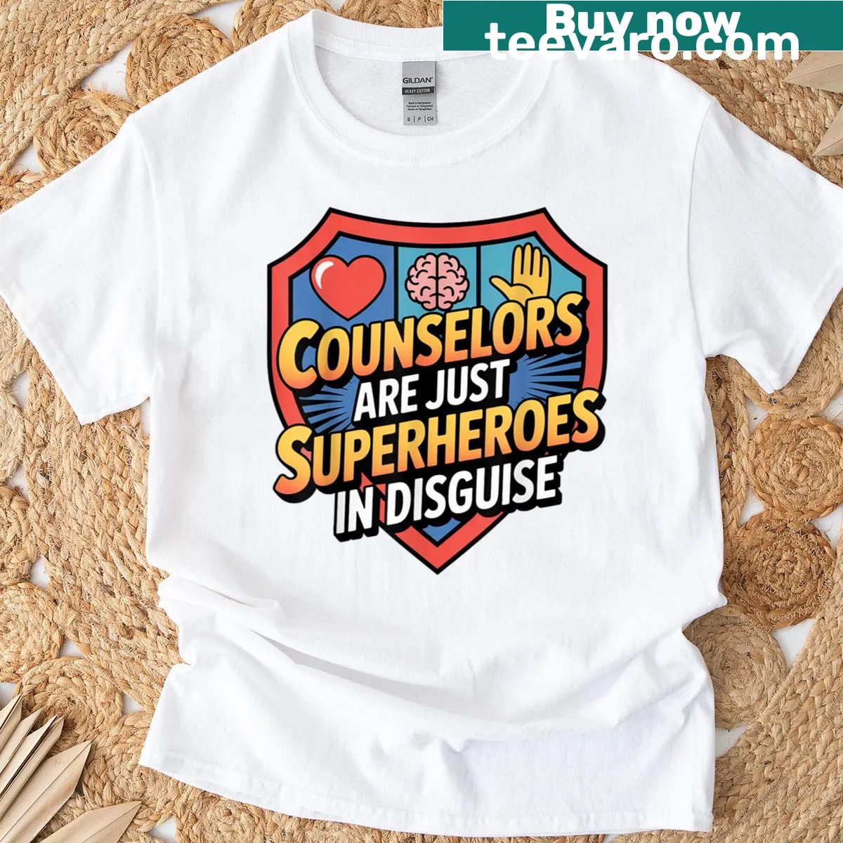 School Counselor t-shirt with superhero theme text design — on a men's t-shirt