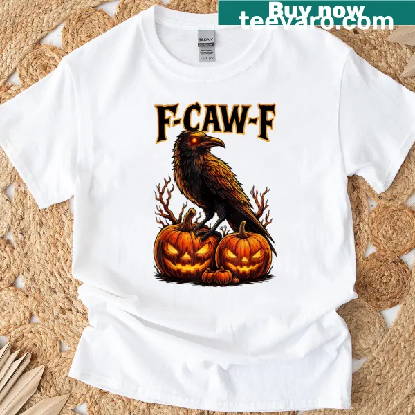 Funny Halloween t-shirt featuring a crow and pumpkin design