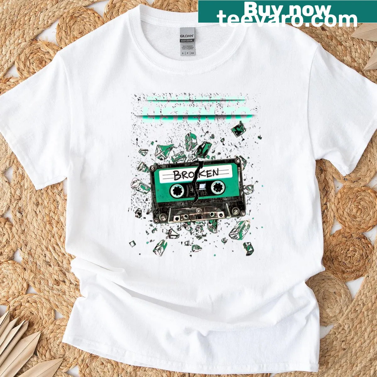 Illustrated broken cassette tape t-shirt with the phrase 'You Are What You Listen To' — on a men's t-shirt