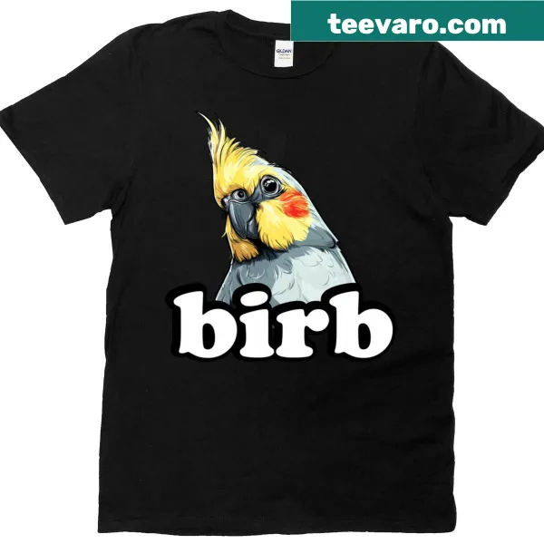 Cartoon cockatiel graphic on a T-shirt for bird lovers
