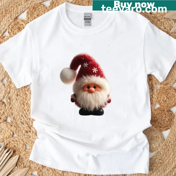 Festive t-shirt featuring a cute gnome illustration for Christmas