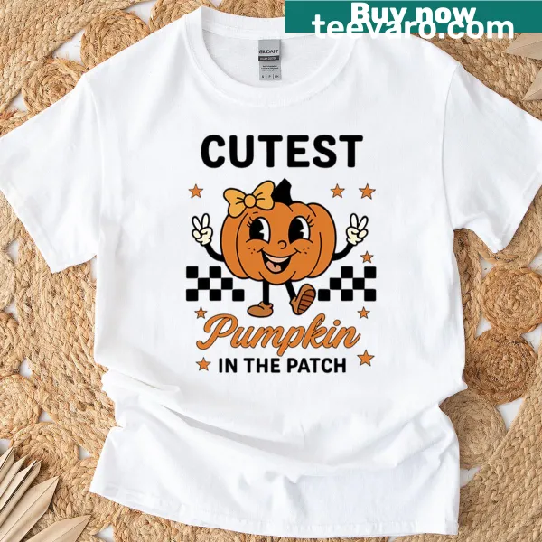 Funny Halloween T-shirt featuring a cute pumpkin design for kids.