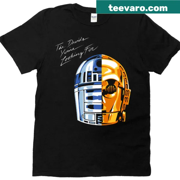 Illustration of Daft Droids on a T-shirt inspired by electronic music.