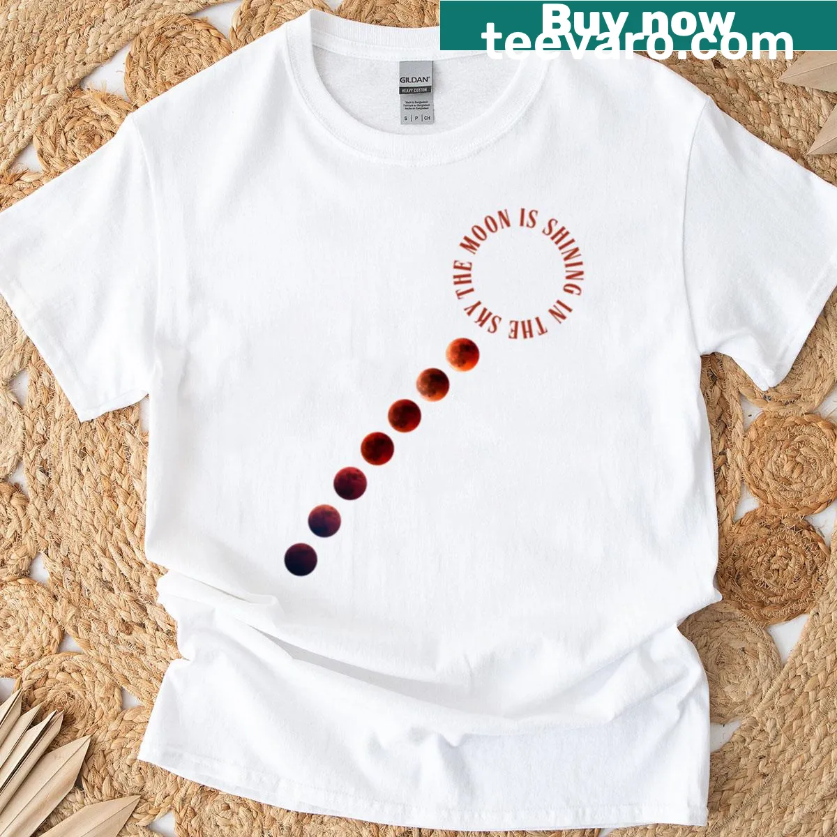 Depeche Mode-inspired T-shirt with moon and text design — on a men's t-shirt