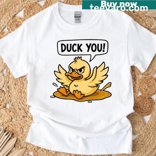 Cheeky duck graphic T-shirt with humorous quote