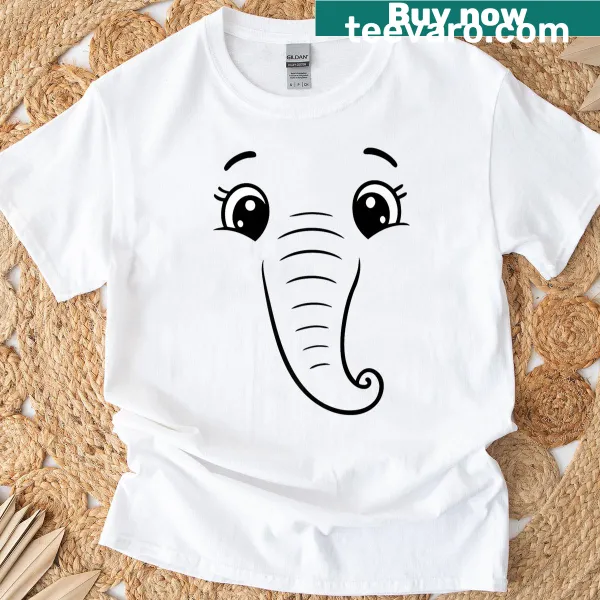 Cute elephant face graphic T-shirt