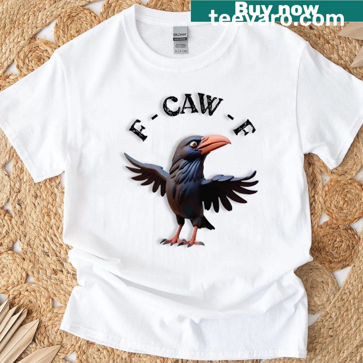Oversized F Caw F 2 t-shirt with playful text design — on a men's t-shirt