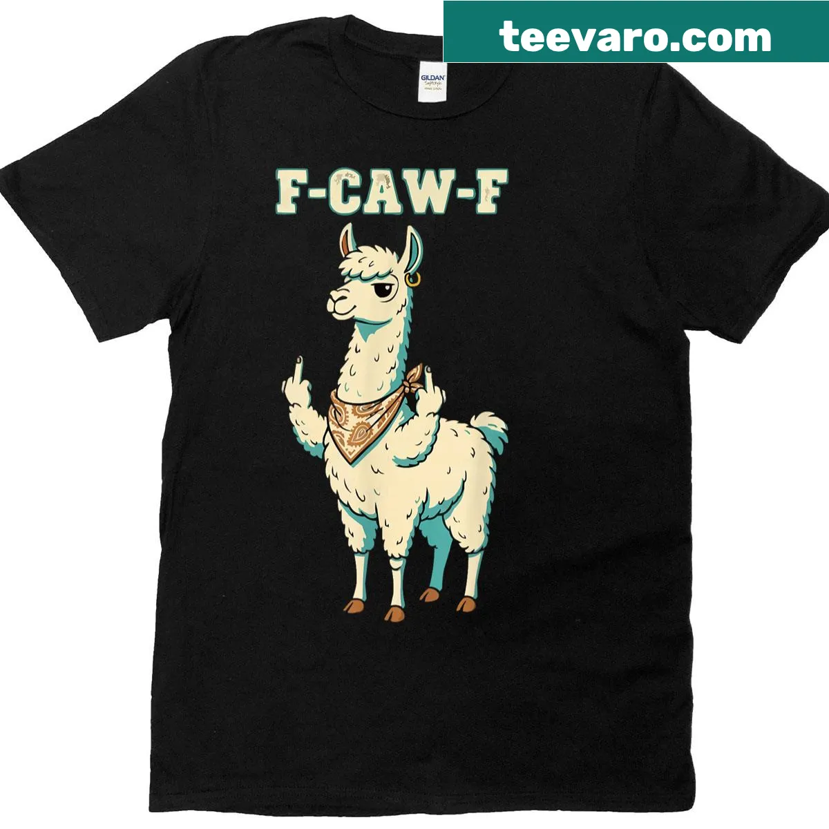 Dark humor llama graphic on a black T-shirt — on a men's t-shirt