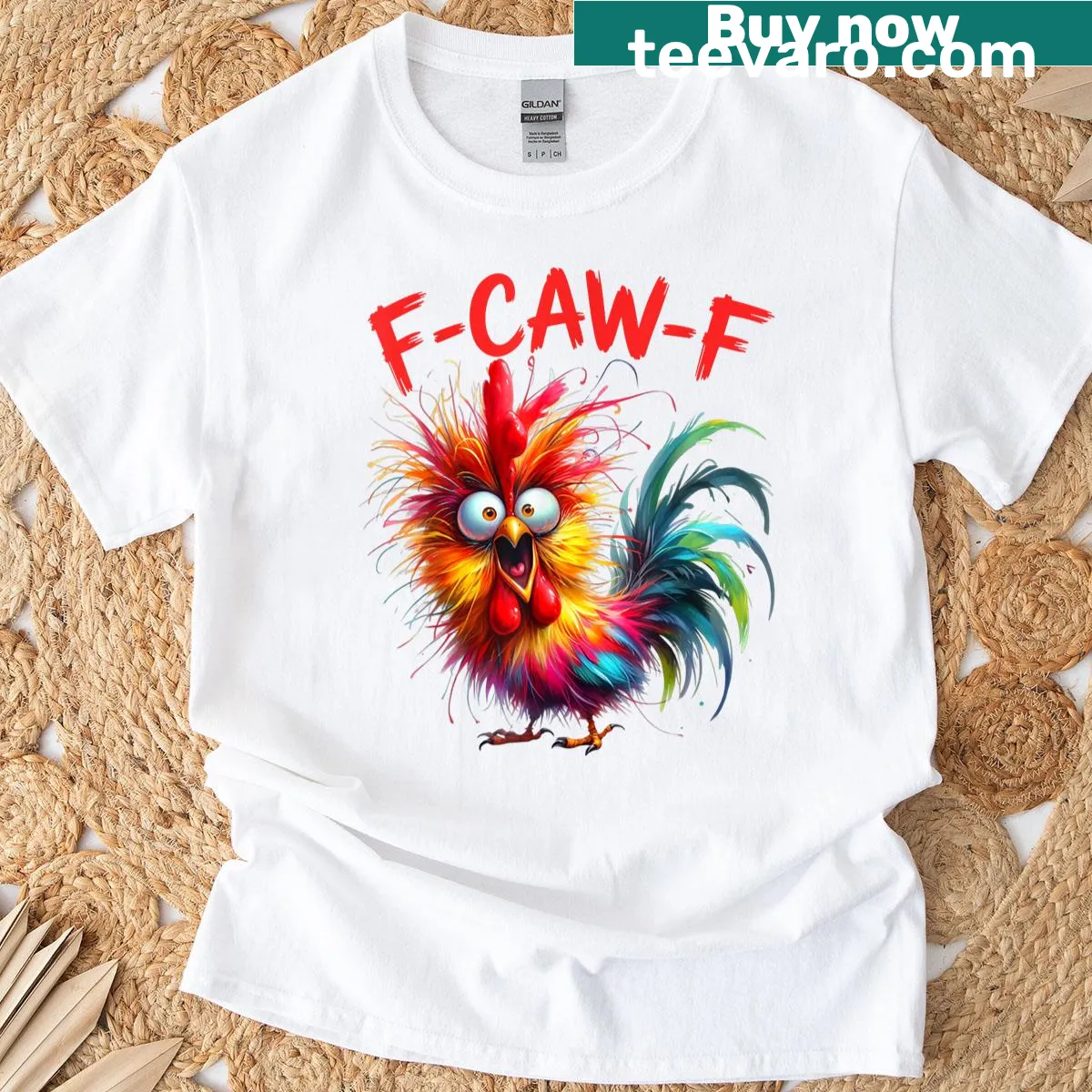 Funny chicken humor quote design on rooster t-shirt. — on a men's t-shirt