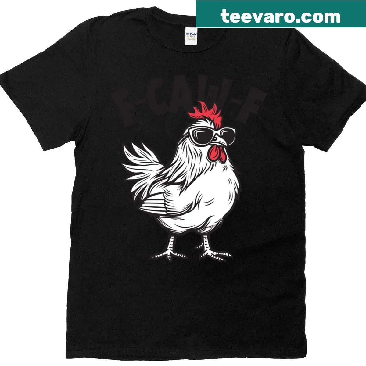 Funny chicken rooster meme T-shirt with playful cartoon design — on a men's t-shirt