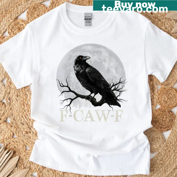 Vintage F Caw F Raven t-shirt with gothic crow and moon design