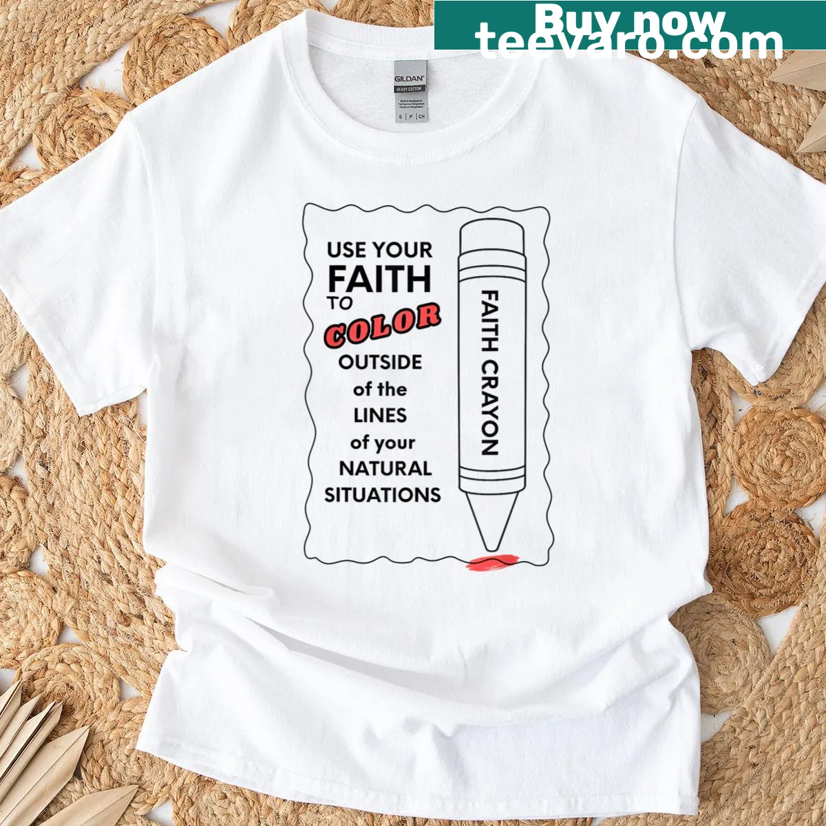 Inspirational Christian t-shirt with hand-lettered faith design — on a men's t-shirt