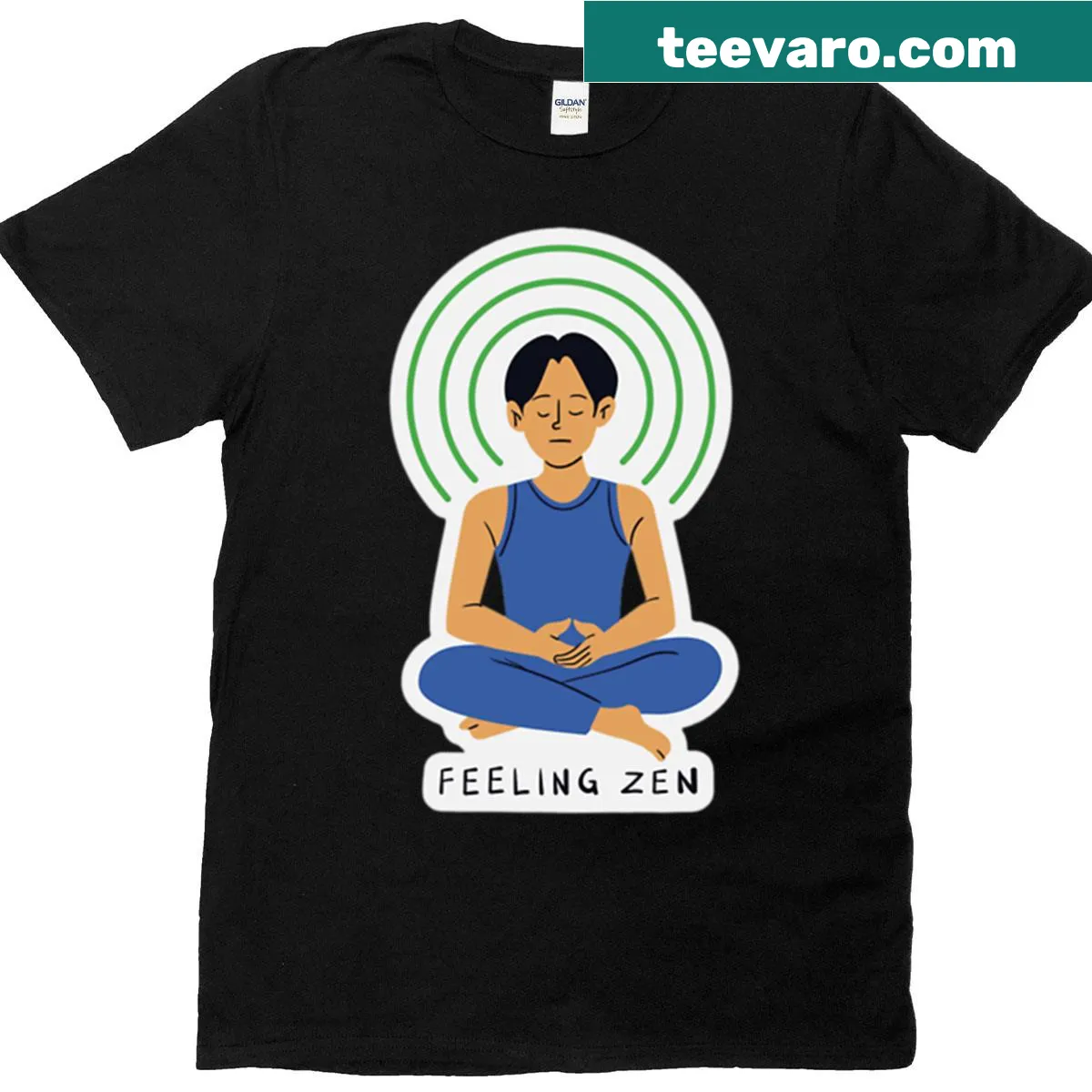 Illustration of a meditating man representing peace and mindfulness — on a men's t-shirt