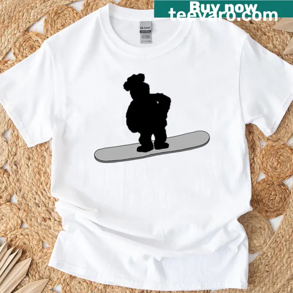Fozzie Bear cartoon snowboarding design for kids t-shirt