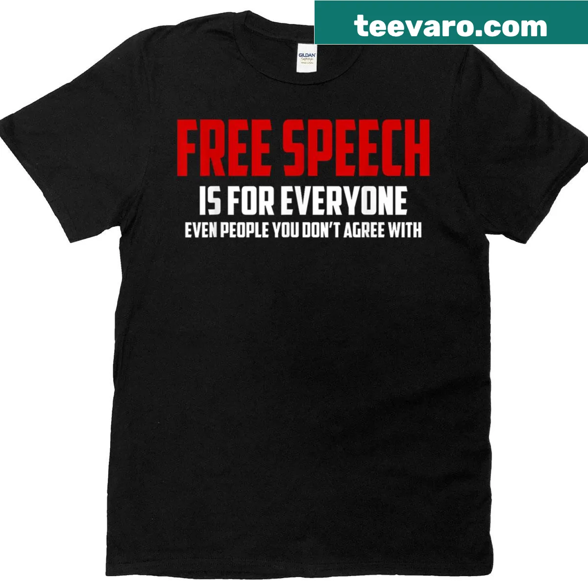 Bold typography T-shirt stating Free Speech Is For Everyone. — on a men's t-shirt