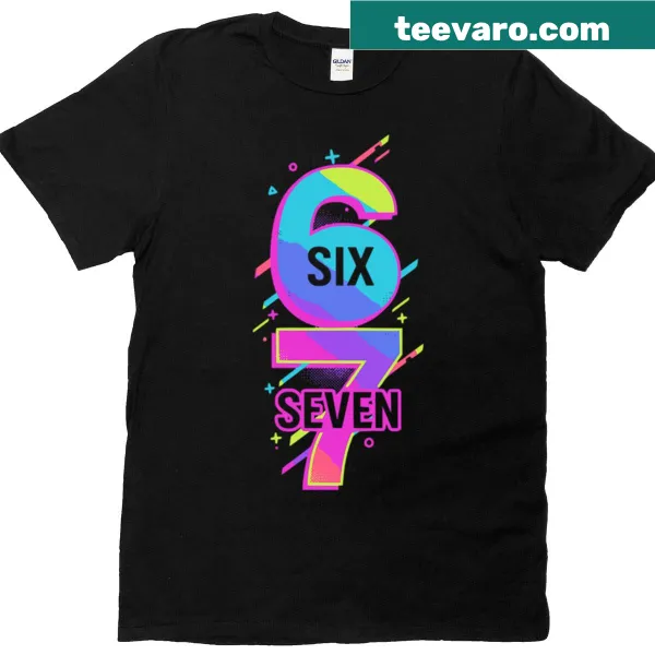 Lighthearted 6 7 meme design t-shirt with bold text