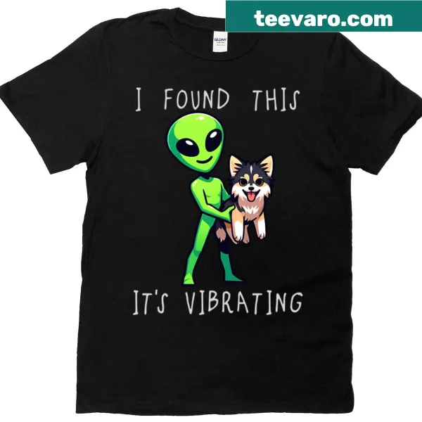 Cartoon T-shirt depicting an Alaskan Klee Kai and an alien