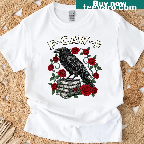 Humorous black crow graphic with F-caw-f text for adult humor