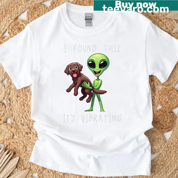 Funny brown Labrador alien t-shirt with humorous text