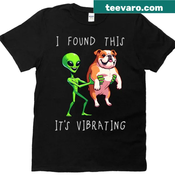 Cartoon bulldog alien graphic with humorous caption on a t-shirt