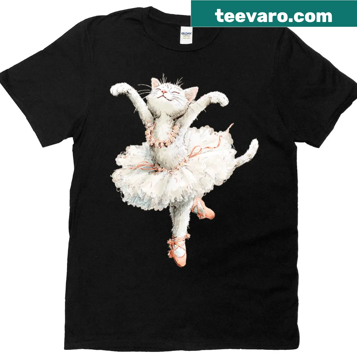 Cute cat in a tutu costume illustration on a t-shirt — on a men's t-shirt
