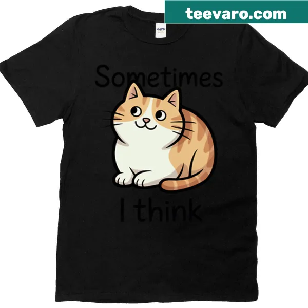 Cute cartoon cat thinking t-shirt for cat lovers
