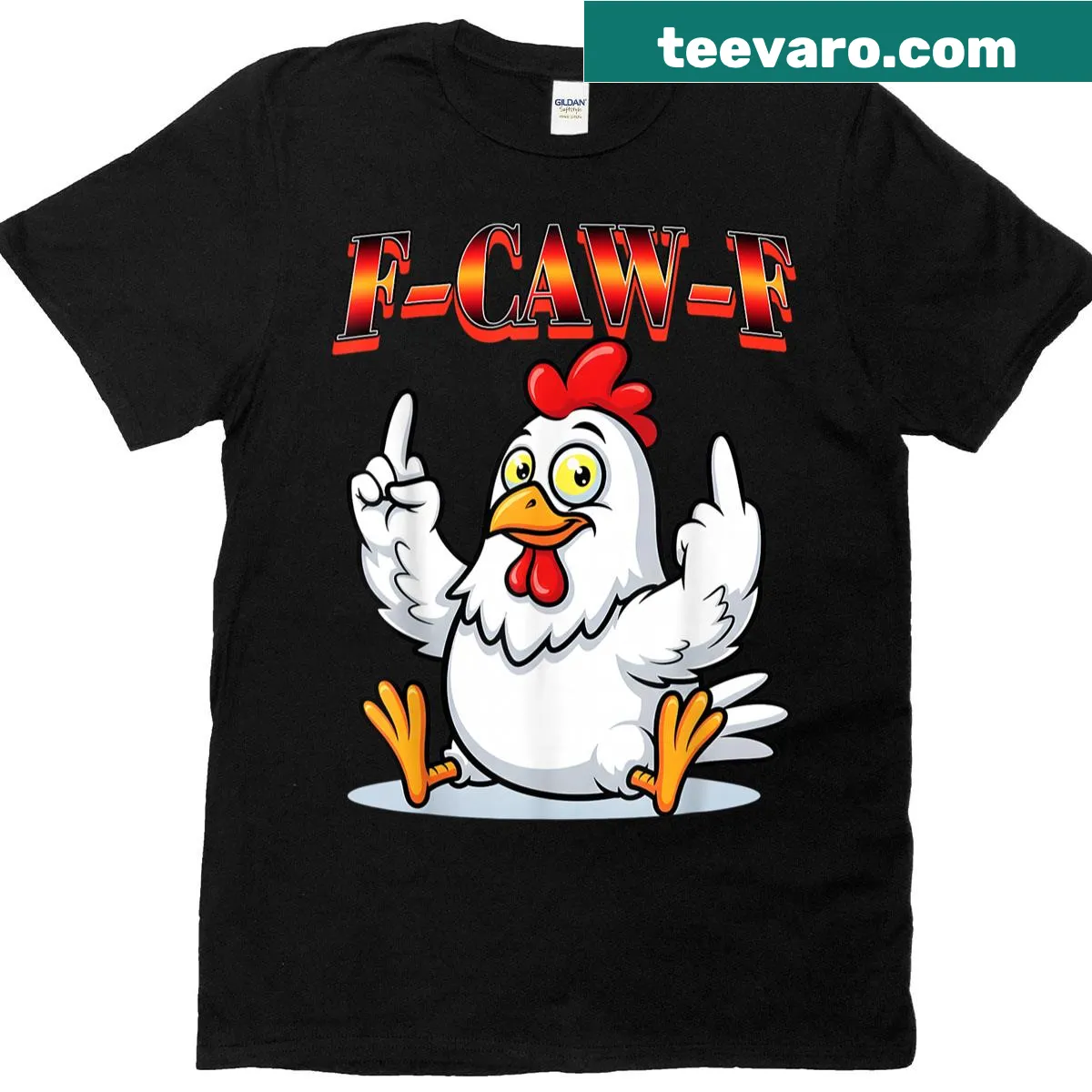 Funny rooster cartoon graphic t-shirt for farm lovers — on a men's t-shirt