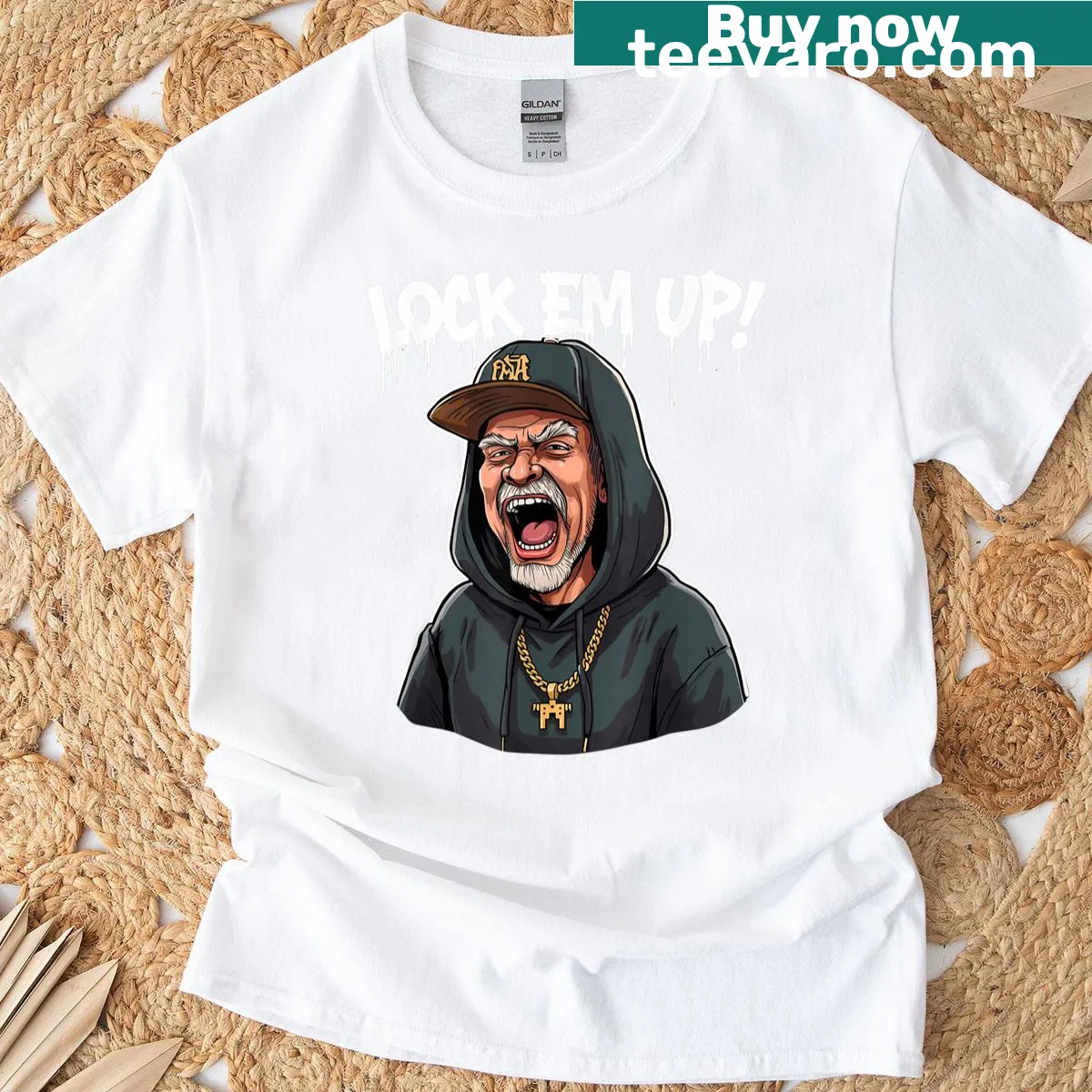 Funny political meme graphic t-shirt for grandpas — on a men's t-shirt