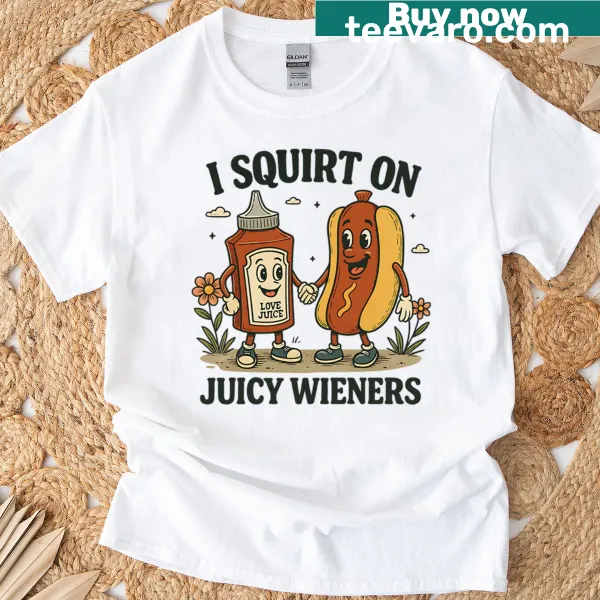 Humorous hot dog graphic with slogan on t-shirt