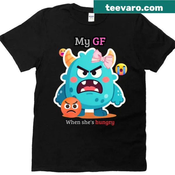 Cartoon monster graphic with text reflecting hungry girlfriend meme