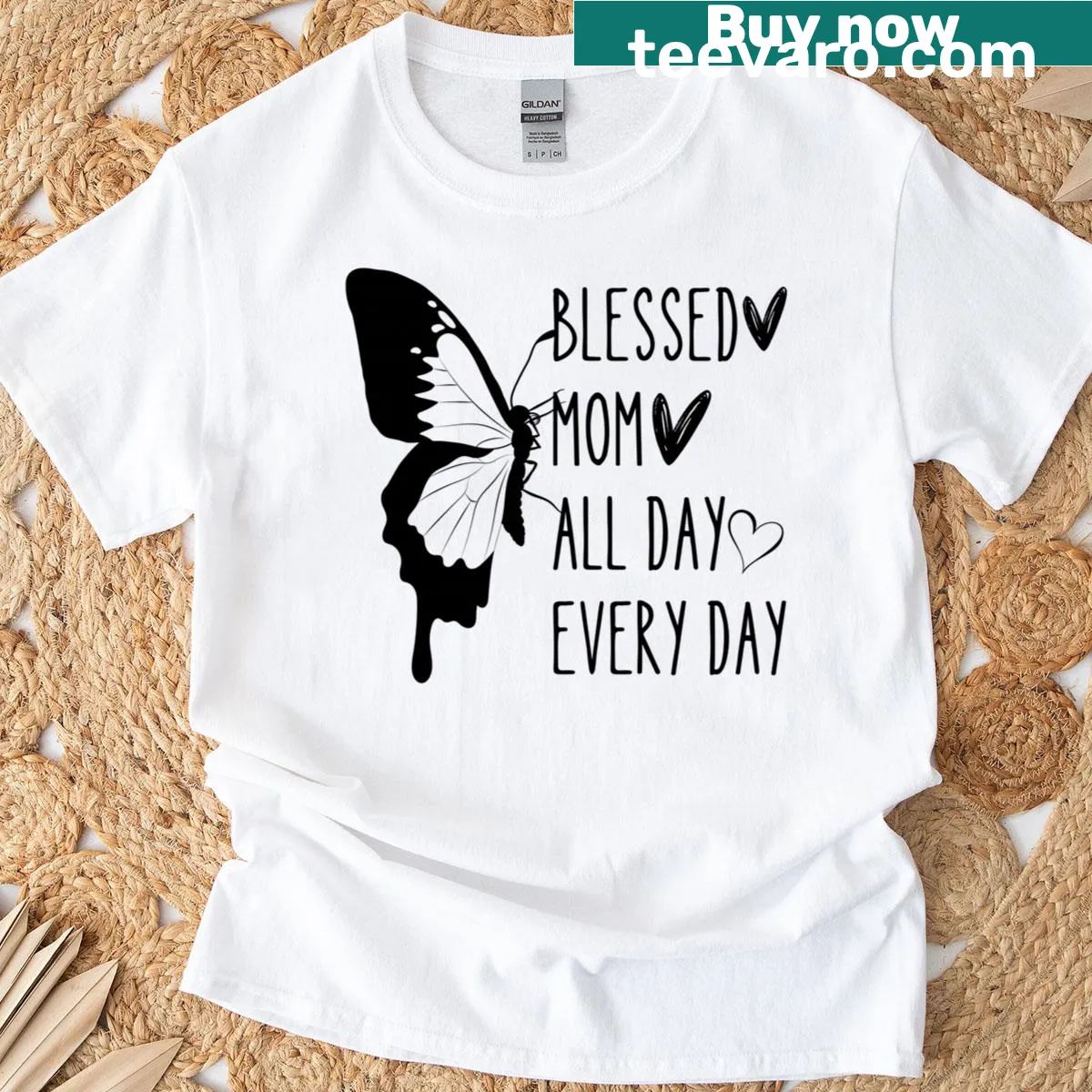 Cute T-shirt design for moms with butterflies and heartfelt text — on a men's t-shirt