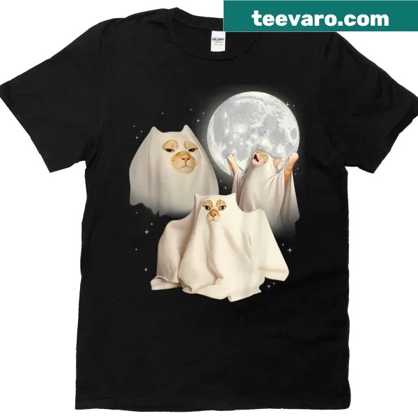 Retro-style spooky cat ghost graphic for Halloween