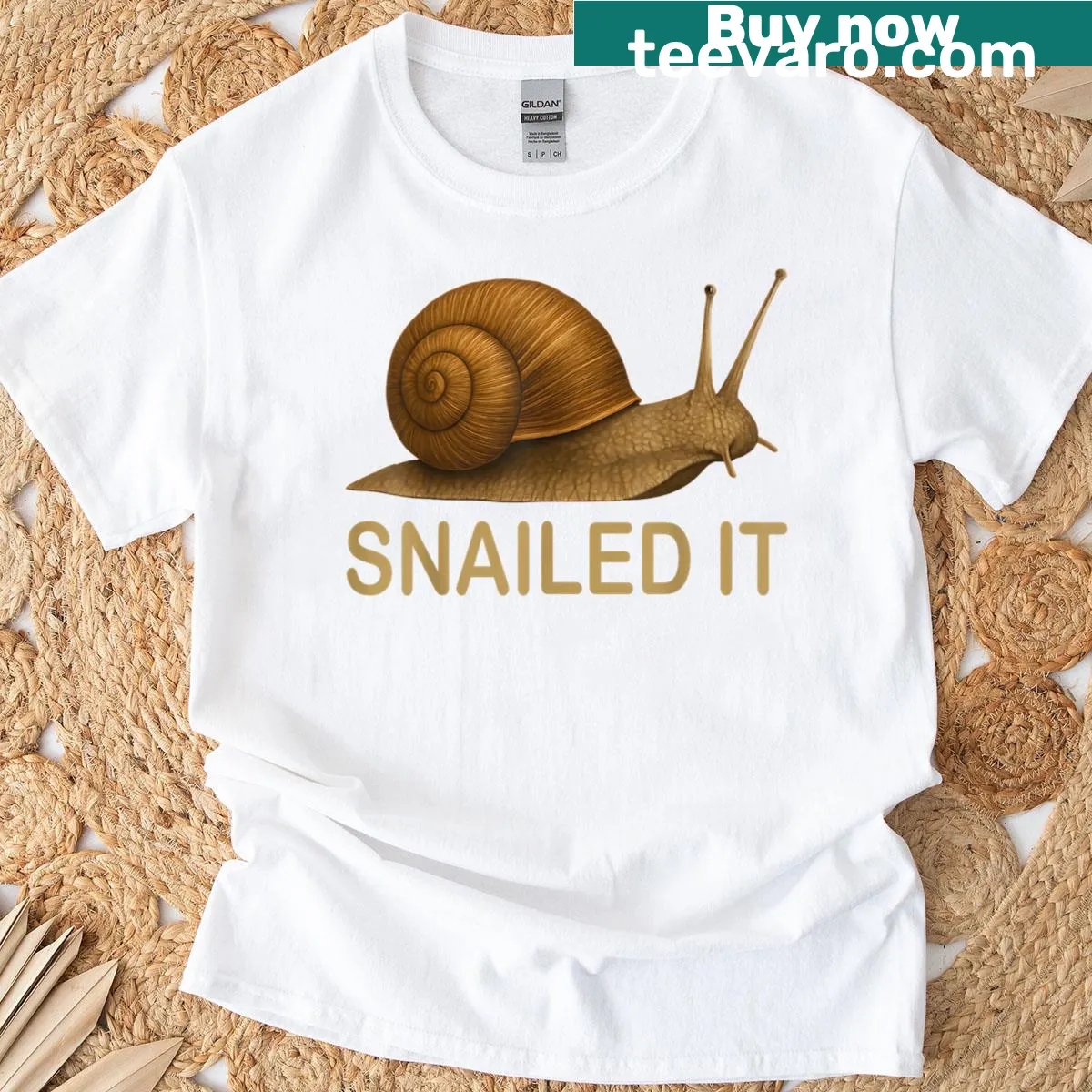 Cartoon snail in a costume, humorous animal-themed T-shirt — on a men's t-shirt