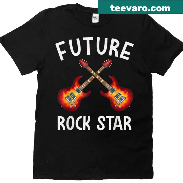 Graphic of a guitar and band elements, showcasing rock star dreams.