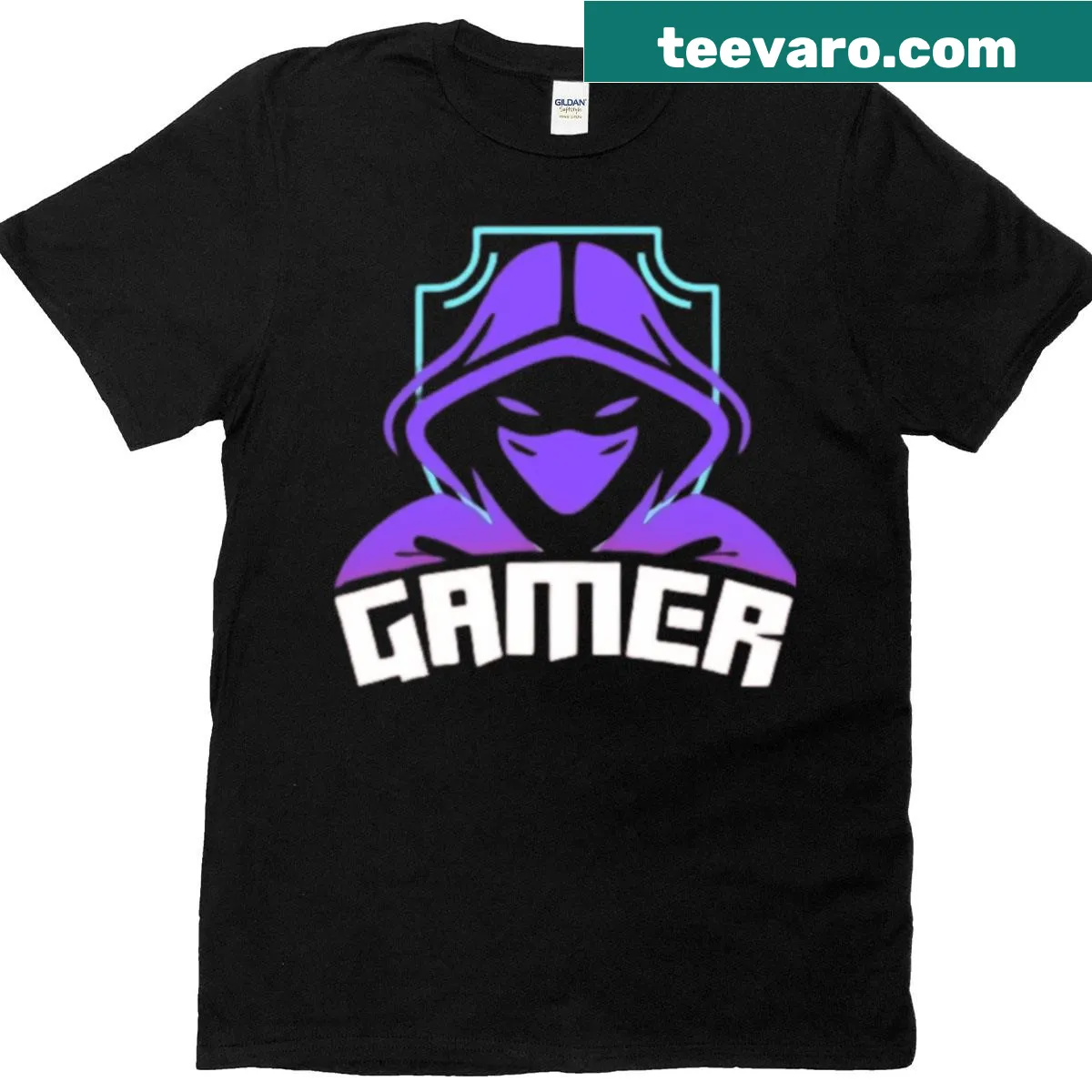 Illustrative Gamer Logo T-shirt with a bold graphic design — on a men's t-shirt